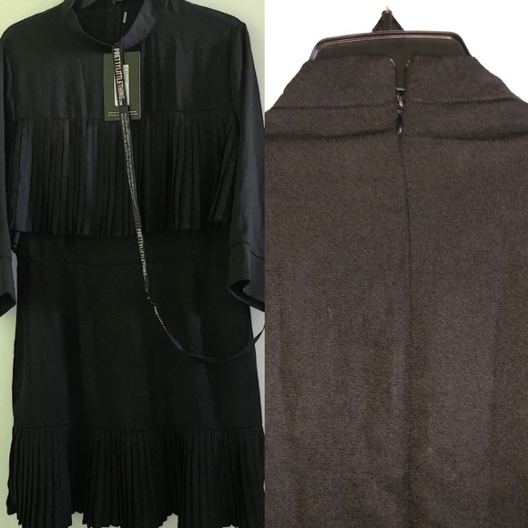 PLT | Pleated Detail Frill Hem Bodycon Dress - Picture 6 of 6